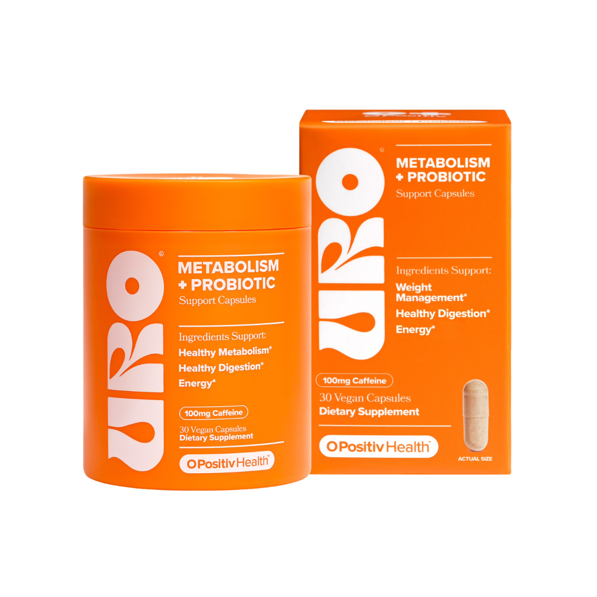 O Positiv URO Metabolism + Probiotic Capsules for Weight Management, Appetite Control & Energy, 30 Count