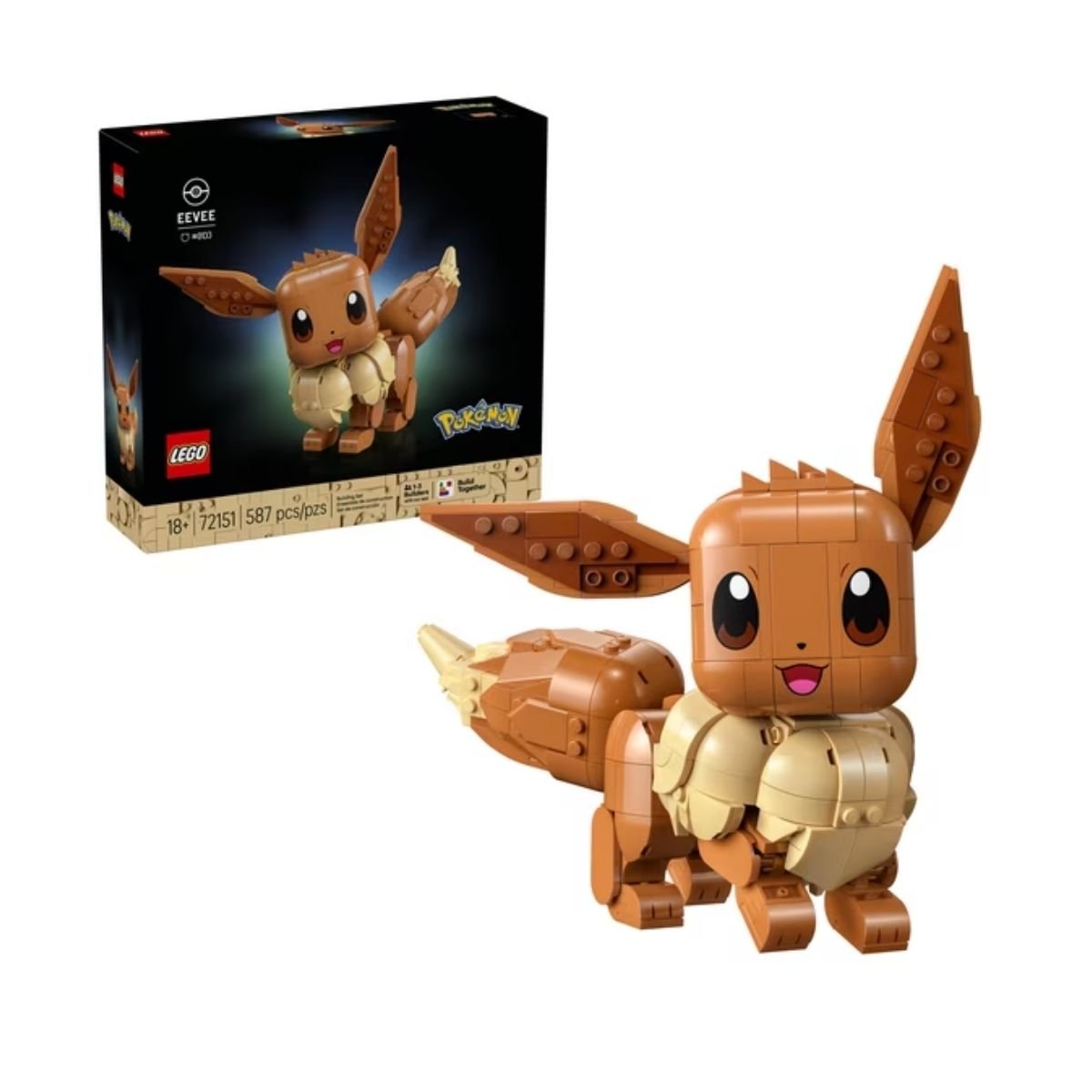 LEGO Pokémon Eevee - Collectible Building Set for Adults, Ages 18+ - Posable Pokémon Figure for Display - Desk, Bookshelf or Home Office Decor - Gift for Men & Women - 72151