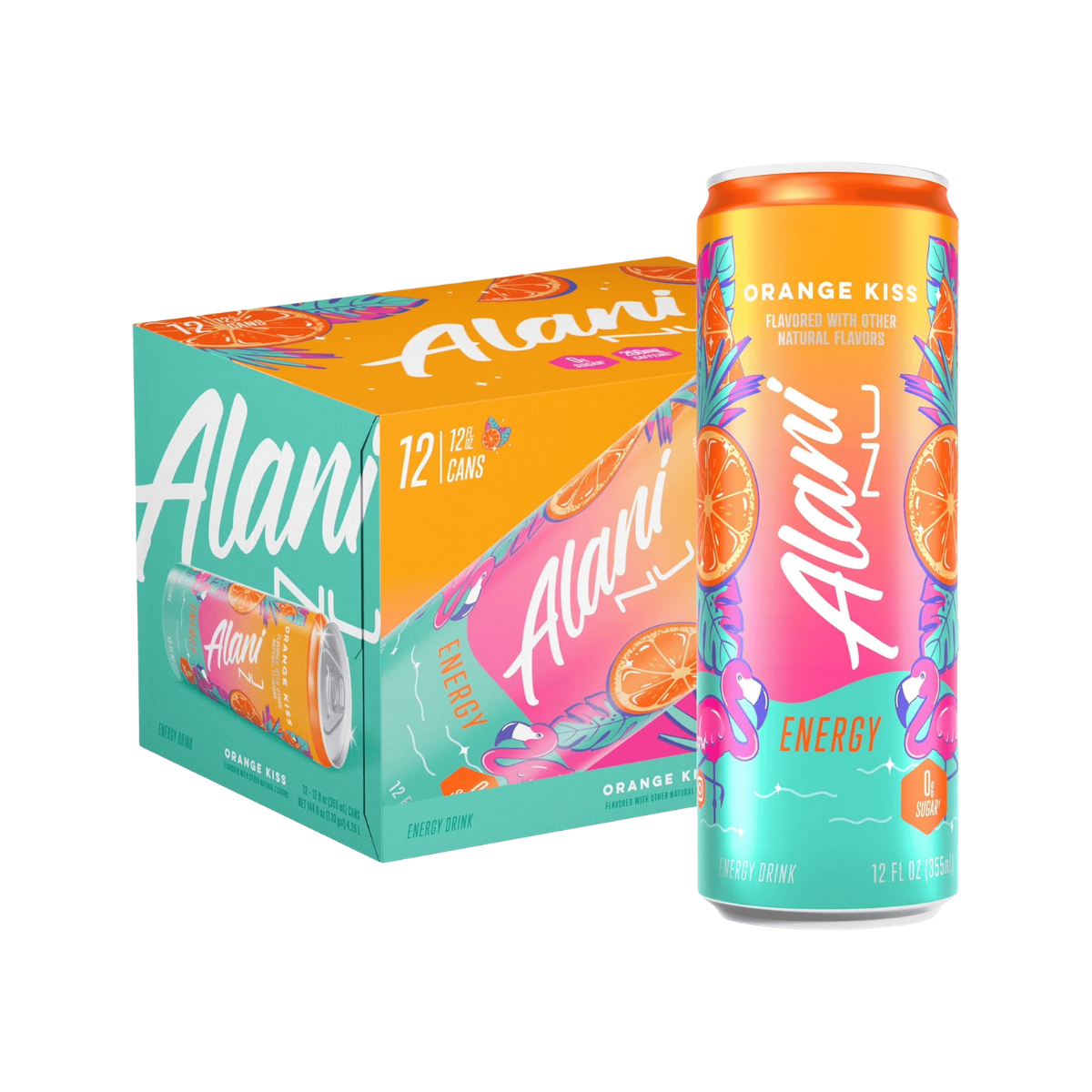 Alani Nu Sugar Free Energy Drink, Orange Kiss, 12 fl oz, 12 Pack, Cans, 200mg Caffeine